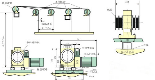 多排層吊桿（安裝示意圖）